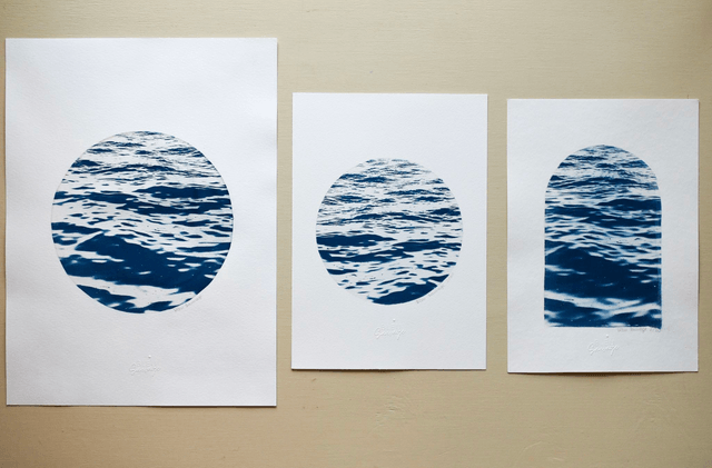Affiche cyanotype photo de la mer - Volupté, Saint-Malo