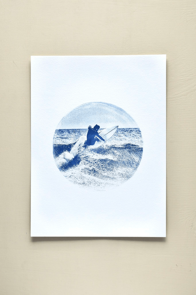 Affiche cyanotype photo de surf - L'élévation, Cap Fréhel