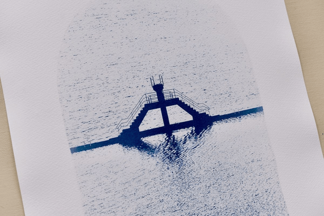 Affiche cyanotype photo de Bretagne - La piscine, Saint-Malo 