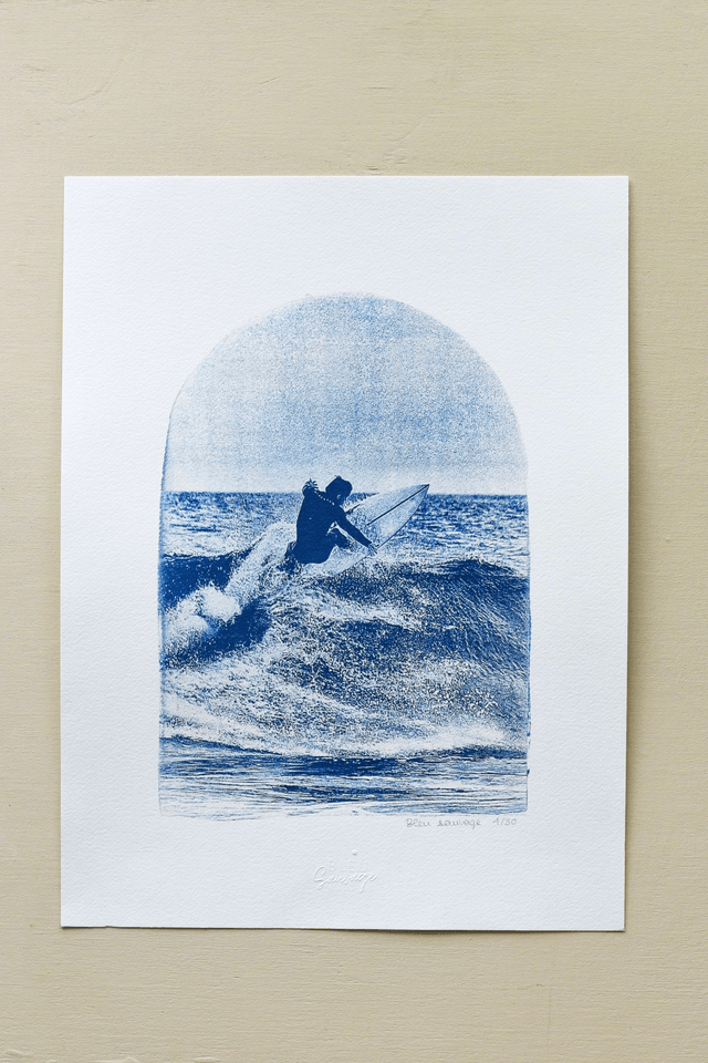 Affiche cyanotype photo de surf - L'élévation, Cap Fréhel