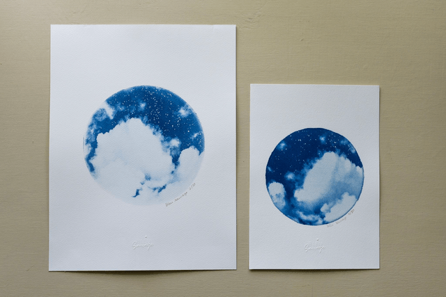 Affiche cyanotype photo du ciel - Ciel onirique