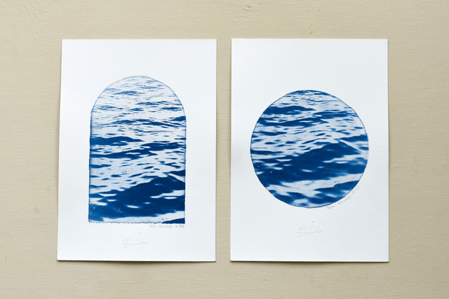 Affiche cyanotype photo de la mer - Volupté, Saint-Malo