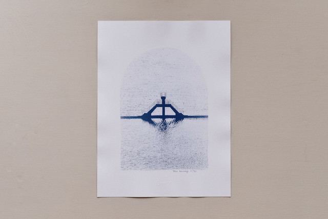 Affiche cyanotype photo de Bretagne - La piscine, Saint-Malo 