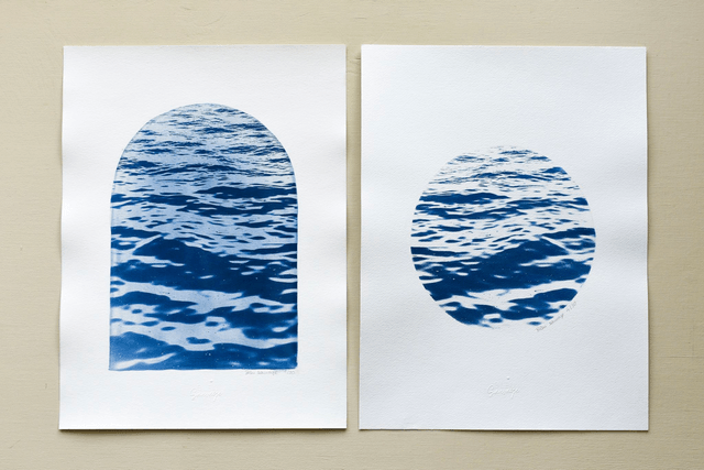 Affiche cyanotype photo de la mer - Volupté, Saint-Malo