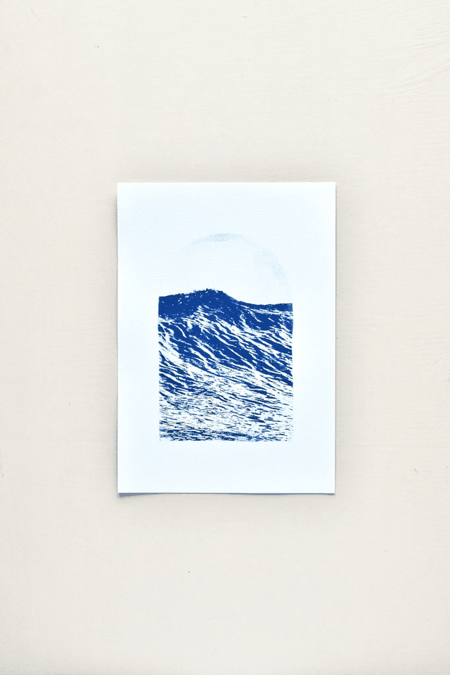 Affiche cyanotype photo de la mer - La vague, Cap Frehel
