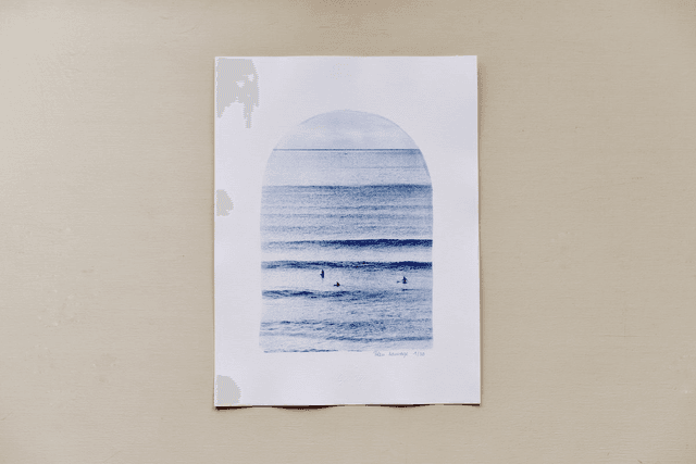 Affiche cyanotype photo de surf - Horizon, Crozon (Bretagne)